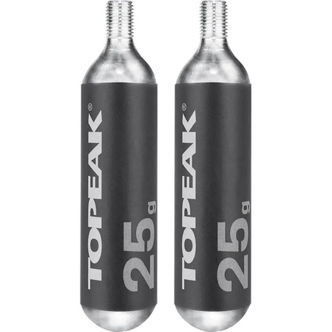 Cartuchos de CO2 Topeak 25 gr, pack de dos unidades con cabeza roscada