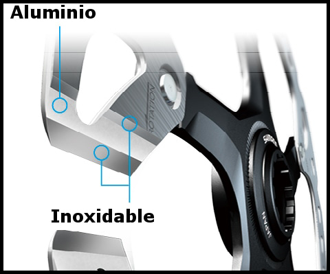 Esquema técnico de la tecnología Shimano Ice Technologies en disco de freno