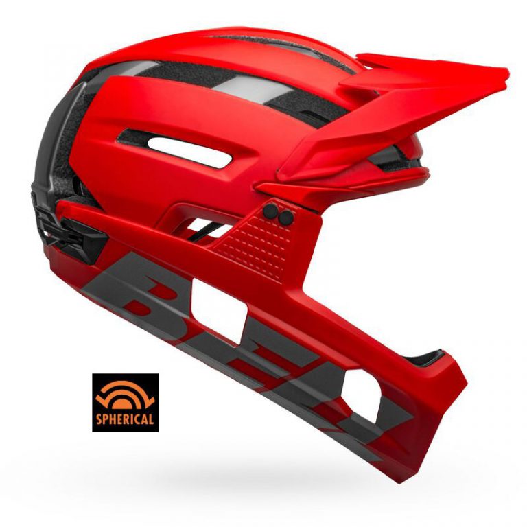 Casco Bell Super Air R MIPS Spherical Rojo/Gris con mentonera desmontable