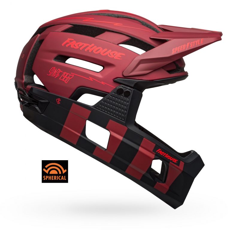 Casco Bell Super Air R MIPS Spherical Rojo/Negro con mentonera desmontable