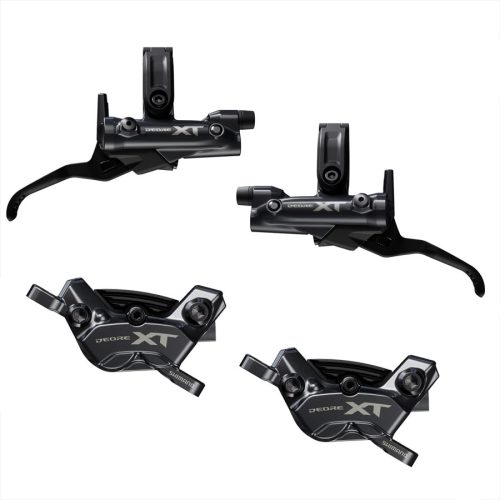 Frenos Shimano XT BL-M8200 BR-M8220 para MTB de 4 pistones, conjunto delantero y trasero con manetas hidráulicas y pinzas Deore XT de alta potencia. Sistema de freno Shimano ideal para enduro, trail agresivo y descenso, con gran modulación, control y rendimiento.