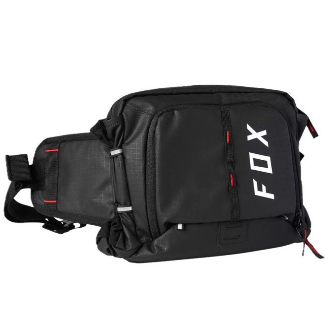 Riñonera Fox Lumbar Hydration Pack 5L Vista frontal de la Riñonera Fox Lumbar Hydration Pack 5L, solución de hidratación ligera y compacta para ciclismo y MTB