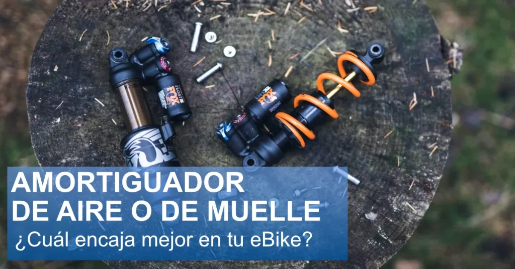 Comparativa entre amortiguador de aire y amortiguador de muelle para eBike, imagen destacada del blog de Endubikes sobre suspensiones traseras.