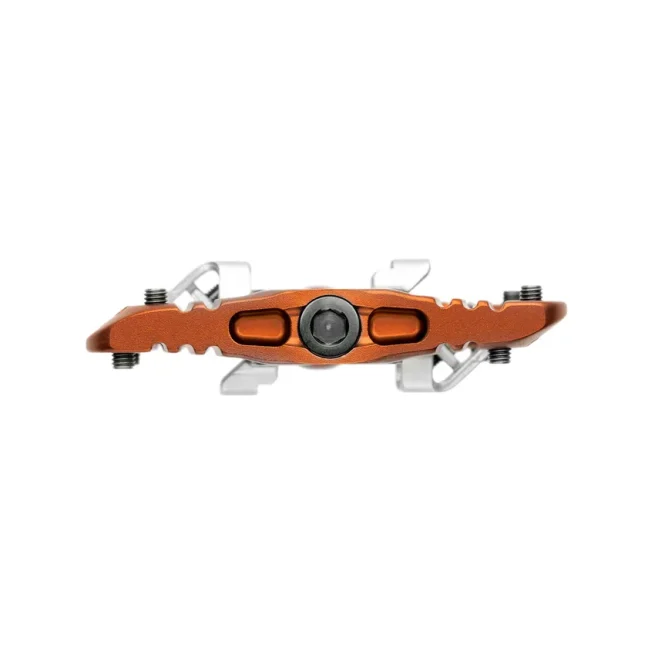 Pedal OneUp Clip naranja para MTB, plataforma amplia, ajuste de tensión y compatible con SPD