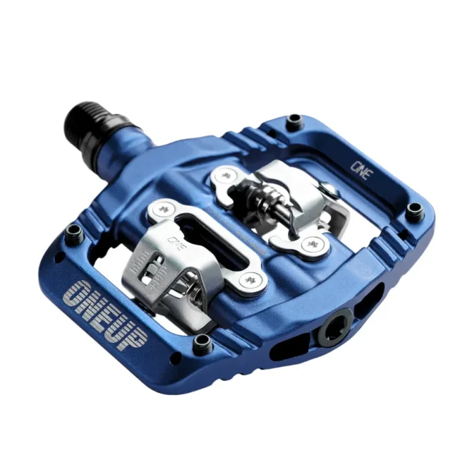 pedales oneup clip azul para MTB, plataforma amplia, ajuste de tensión y compatible con SPD