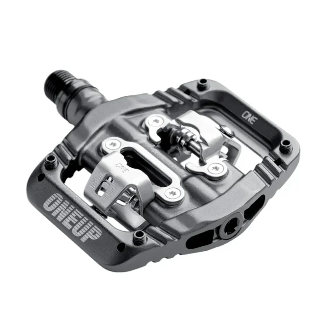 pedales oneup clip gris para MTB, plataforma amplia, ajuste de tensión y compatible con SPD
