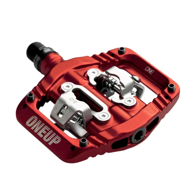 pedales oneup clip rojo para MTB, plataforma amplia, ajuste de tensión y compatible con SPD