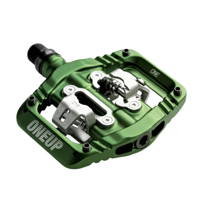 pedales oneup clip verde para MTB, plataforma amplia, ajuste de tensión y compatible con SPD