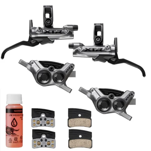 Upgrade Kit Frenos Shimano XTR BL-M9220/BR-M9220 de 4 pistones para mtb, con liquido y pastillas extra de recambio