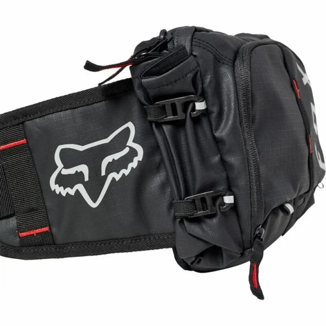riñonera fox hip pack hidratacion para mtb con espacio para bidones. compacta y comoda