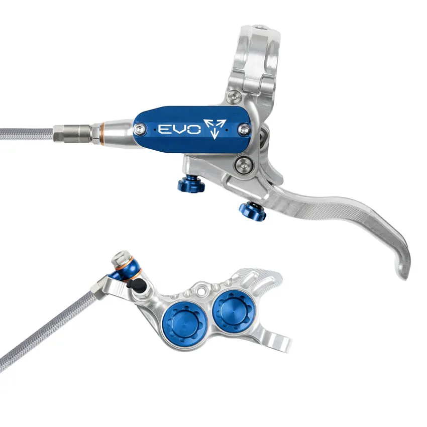 Frenos Hope Tech 4 EVO GR4 Plata de 4 pistones para MTB azul