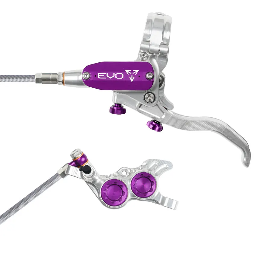Frenos Hope Tech 4 EVO GR4 Plata de 4 pistones para MTB purpura