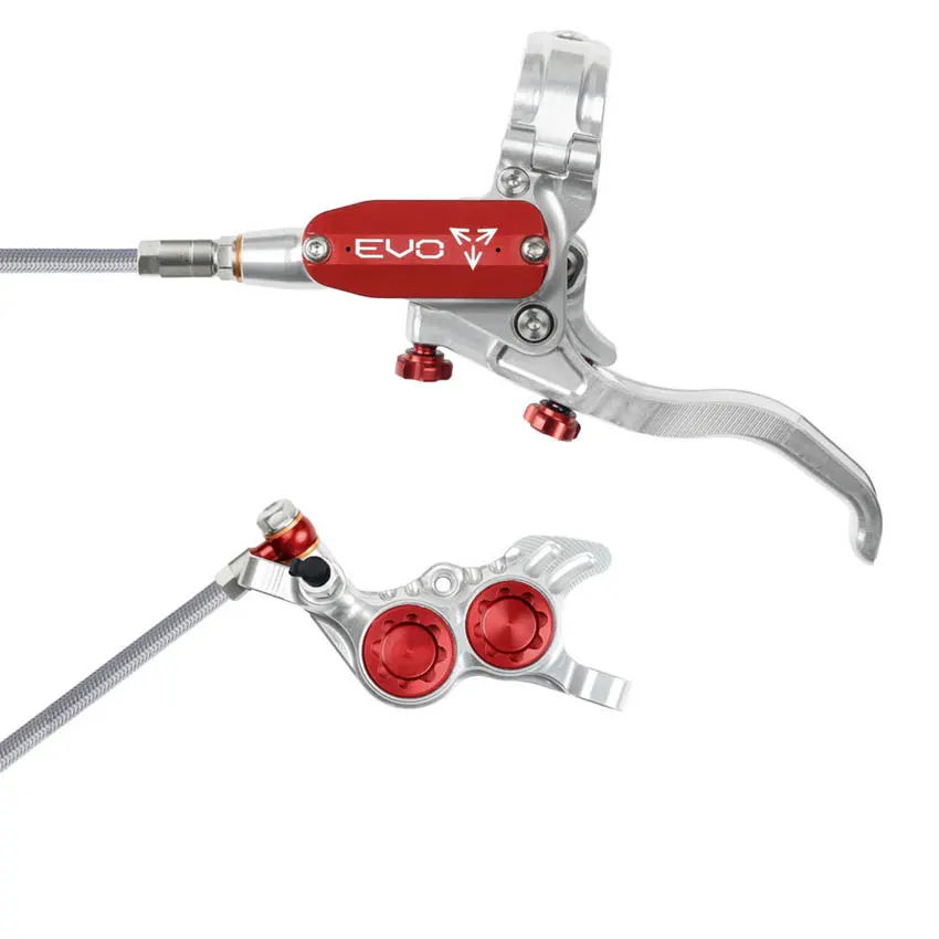 Frenos Hope Tech 4 EVO GR4 Plata de 4 pistones para MTB red