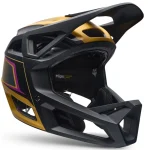 Casco integral Fox Proframe RS Heatstack Dark Yellow para mtb, enduro y dh, vista lateral